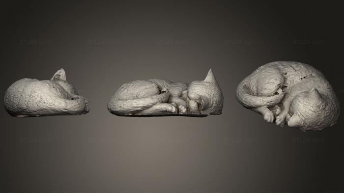 Animal figurines (Sleeping Cat, STKJ_1470) 3D models for cnc